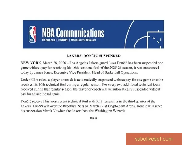 东契奇因16次技术犯规被NBA处罚无薪禁赛损失超二十六万美元
